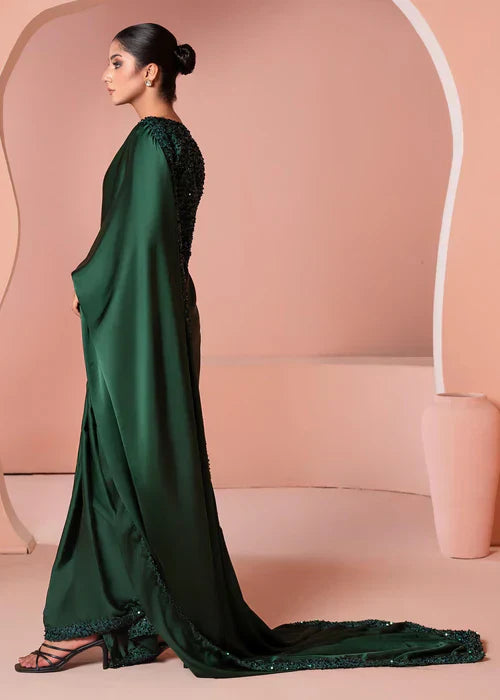 Graceful Green Embellished Saree – 3-Piece Festive Ensemble
