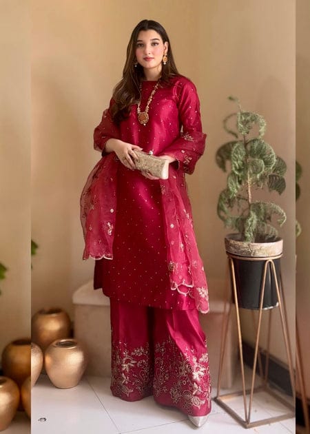 Kattan Silk Kurta Set – Embroidered Festive 3-Piece Ensemble