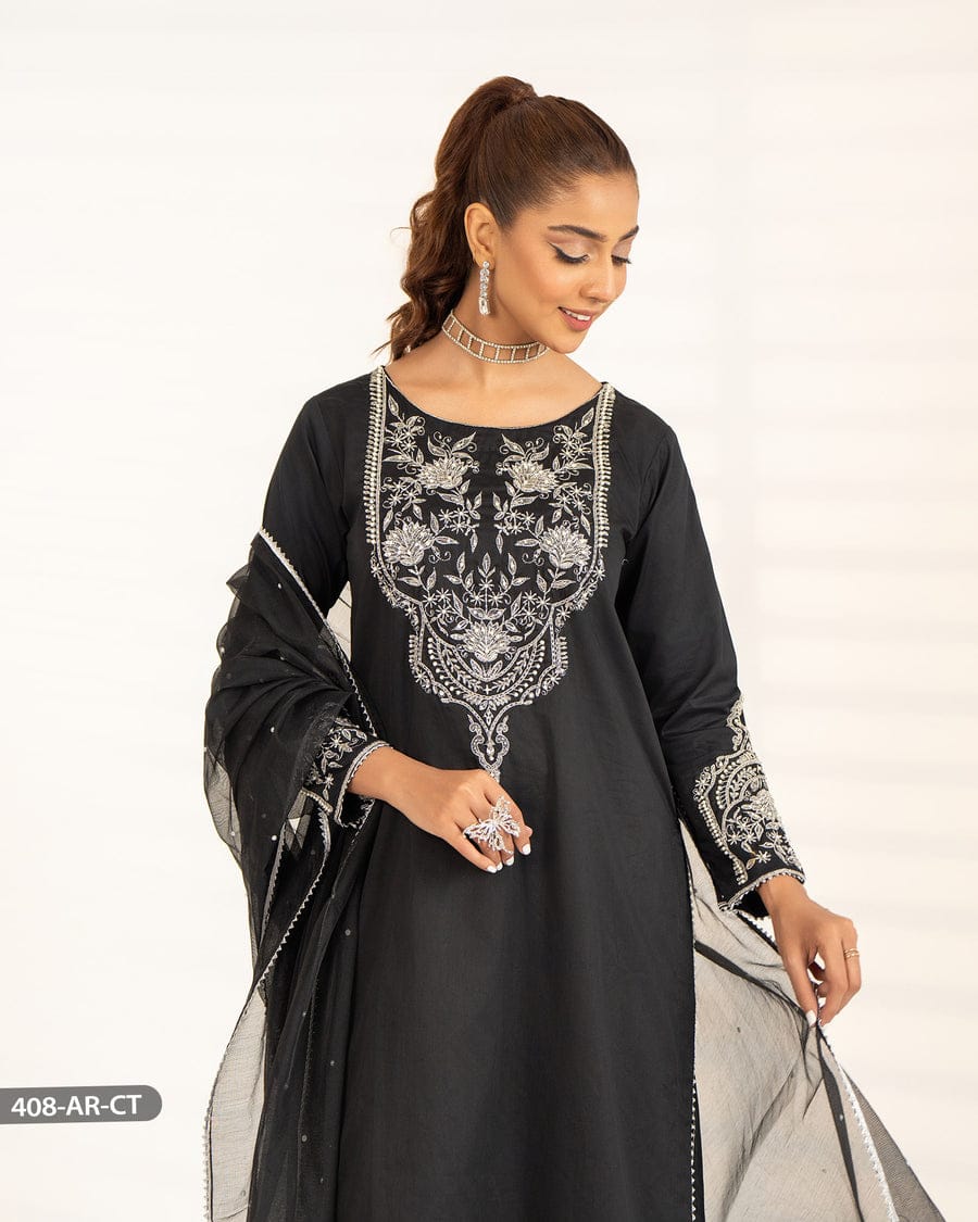 Premium Cotton Embroidered Suit with Dupatta