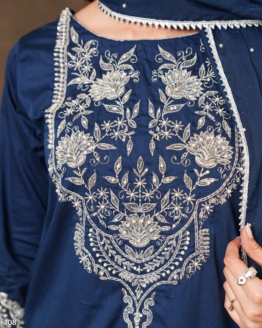 Premium Cotton Embroidered Suit with Dupatta