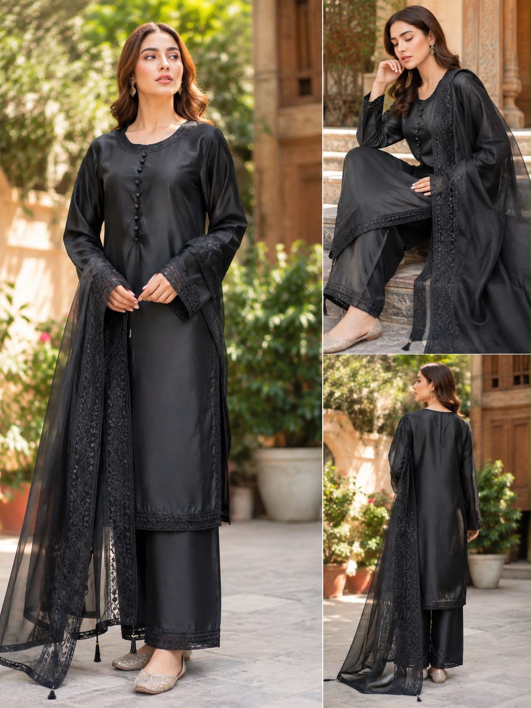 Lavender Sheesha Silk Embroidered 3-Piece Party Wear Suit