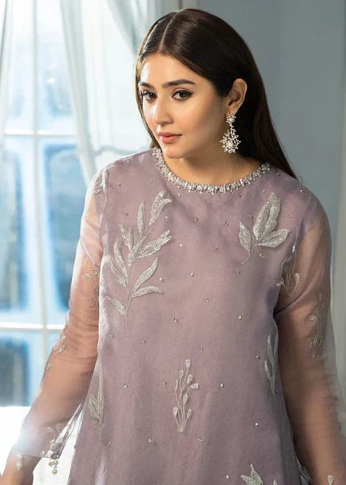 LILACSAR – Elegant Lilac Organza Kurta Set with Silver Sequence Work