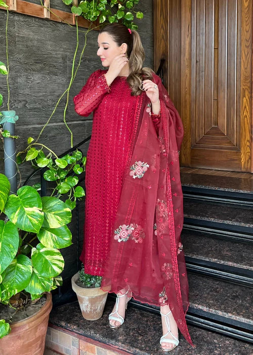 Midnight Luxe - 3PC Embroidered Chiffon Set
