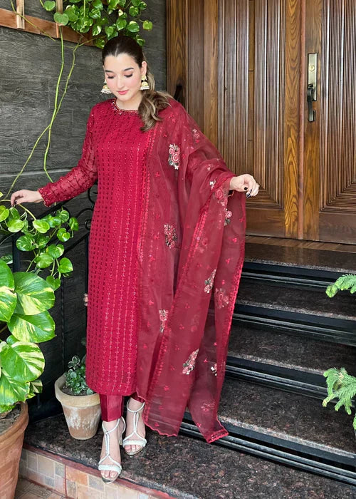 Midnight Luxe - 3PC Embroidered Chiffon Set
