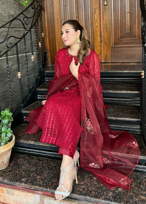 Midnight Luxe - 3PC Embroidered Chiffon Set
