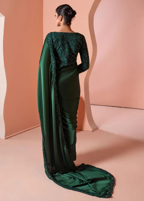 Graceful Green Embellished Saree – 3-Piece Festive Ensemble