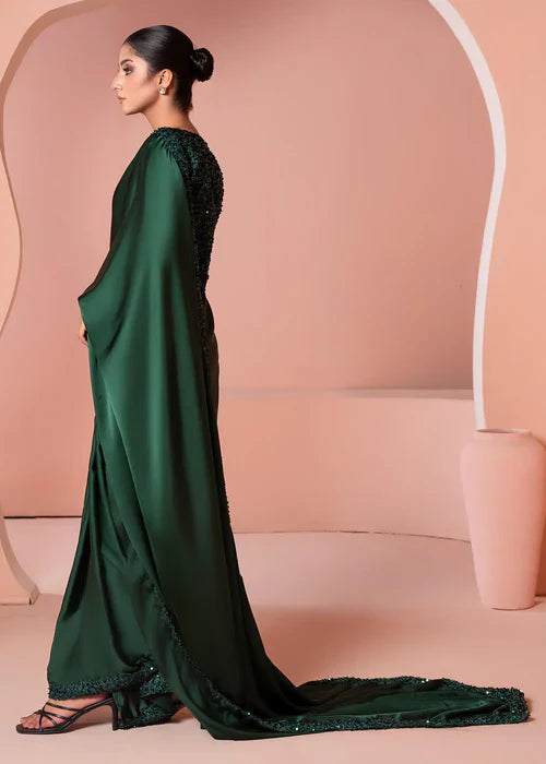 Graceful Green Embellished Saree – 3-Piece Festive Ensemble