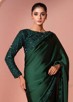 Graceful Green Embellished Saree – 3-Piece Festive Ensemble