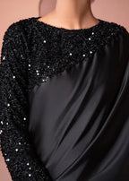 Elegant Black Embellished Saree – 3-Piece Festive Ensemble
