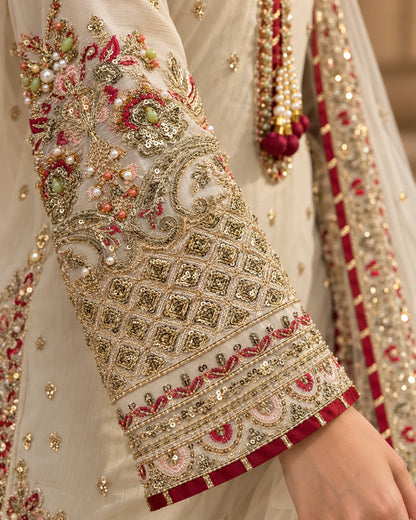 Ivory Elegance – Luxury Embroidered 3-Piece Sharara Suit