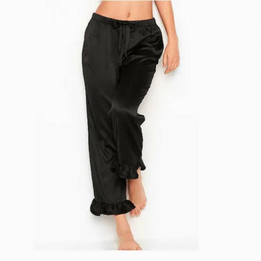 Women’S Black Satin Soft Sleepwear Pants. Sm-269