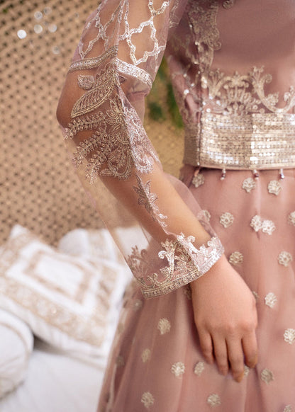 Tea Rose Pink Embroidered Net Lehenga Choli | 3 Piece Set