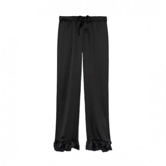 Women’S Black Satin Soft Sleepwear Pants. Sm-269