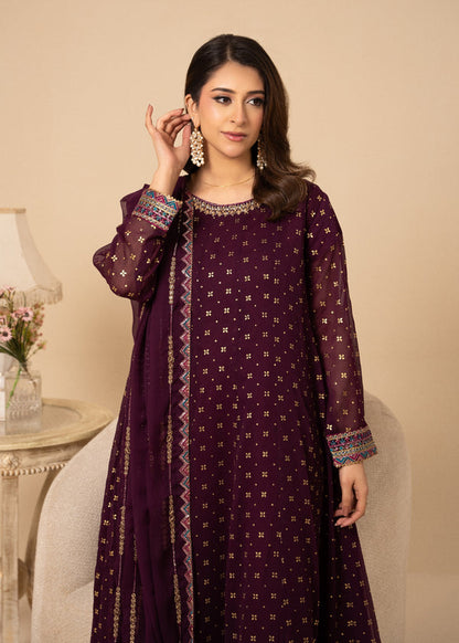 Noir & Noor Chiffon Flared Maxi | 3 Piece Suit