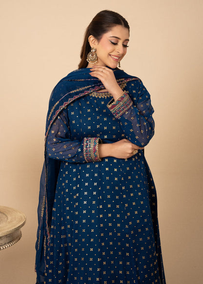 Noir & Noor Chiffon Flared Maxi | 3 Piece Suit