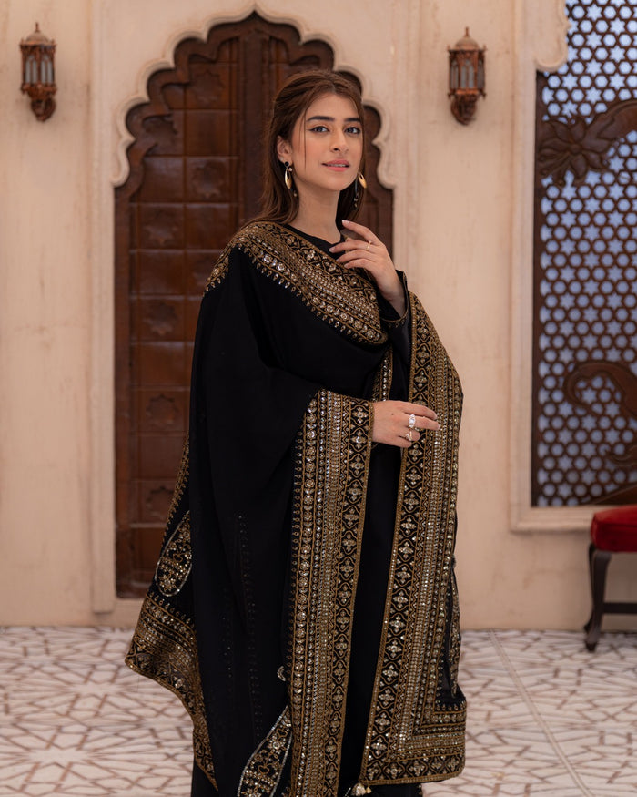 Black Premium 3-Piece Stitched Suit (Ready to Wear)