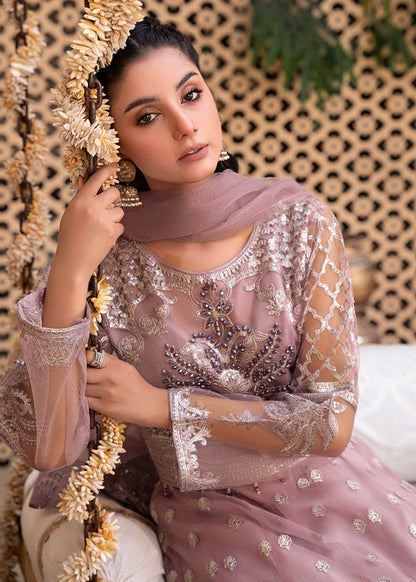 Tea Rose Pink Embroidered Net Lehenga Choli | 3 Piece Set