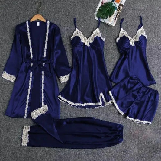 5 Piece Blue Night Dress - Nsw-114