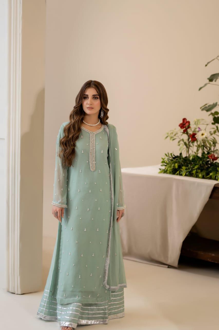 3PC Chiffon Kurta Set – Elegant Festive Ensemble