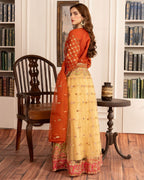 Elegant Orange Embellished Lehenga Set