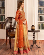 Elegant Orange Embellished Lehenga Set