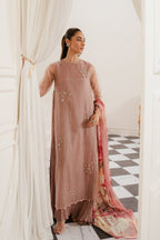 Luxury Crystal Embellished Organza Top with Crushed Frock