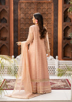 Peach Organza Sharara Set with Adda Work – 3 Piece Festive Ensemble