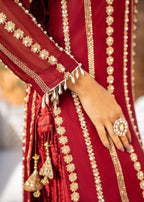 Maroon Organza Sharara Set – 3 Piece Festive Wear with Adda Work
