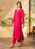 Pink Chiffon Kurta Set – 3 Piece Festive Ensemble with Adda Work