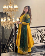 Customizable Mastard Raw Silk Plazo Set – 3 Piece