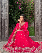 Elegant Chiffon Frock Set with Silk Capri & Dupatta – 3 Piece Stitched