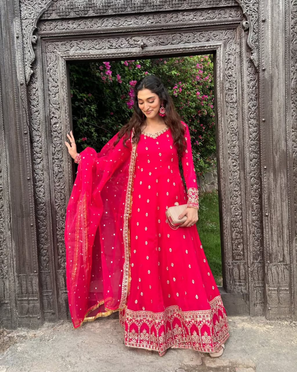 Elegant Chiffon Frock Set with Silk Capri & Dupatta – 3 Piece Stitched