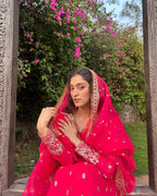 Elegant Chiffon Frock Set with Silk Capri & Dupatta – 3 Piece Stitched