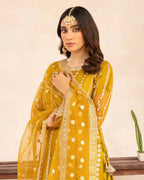 Mehndi Majestic 3-Piece Organza Sharara Set – Festive Wear