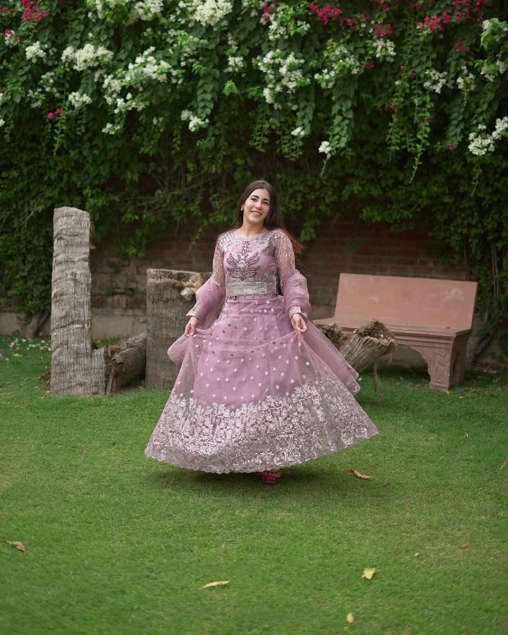 Lilac Dream – 3PC Embroidered Net Lehenga Choli