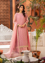 Pink Organza Sharara Set with Intricate Adda Work – 3 Piece Festive Wear