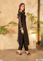 Black Chiffon Kurta Set – 3 Piece Festive Ensemble with Adda Work