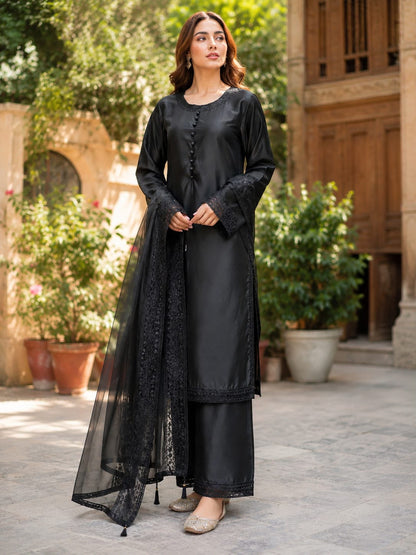 Lavender Sheesha Silk Embroidered 3-Piece Party Wear Suit
