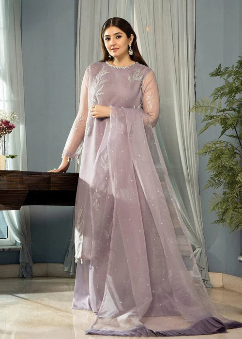 LILACSAR – Elegant Lilac Organza Kurta Set with Silver Sequence Work