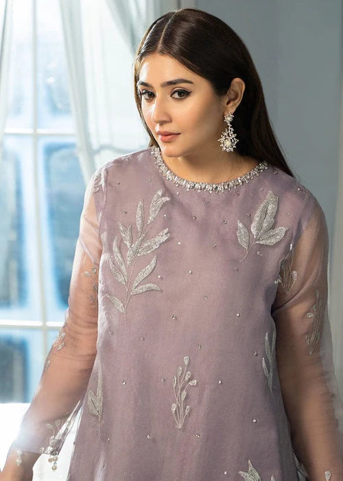 LILACSAR – Elegant Lilac Organza Kurta Set with Silver Sequence Work