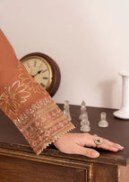 Rust Radiance - 3PC Embroidered Silk Kurta Set