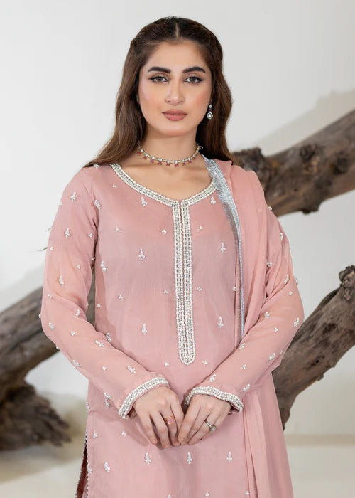 White Pearl 3PC Chiffon Kurta Set – Elegant Festive Ensemble