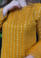 Mustard Elegance - 3PC Embroidered Chiffon Kurta Set