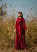 Elegant Cherry Red Silk Saree with Boat Neck Blouse – Festive Wear