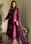 Royal Purple Elegance - 3PC Embroidered Silk Kurta Set