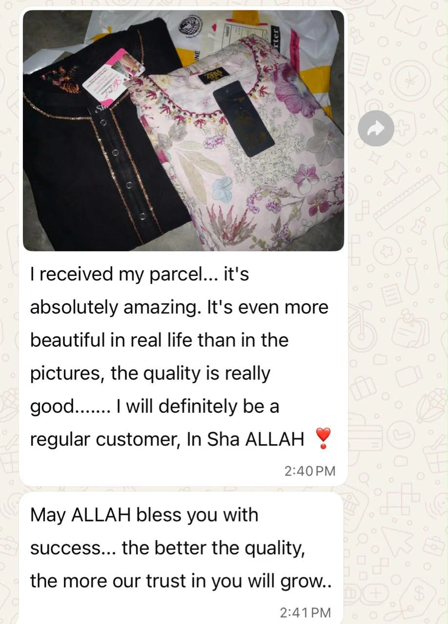 Original customer WhatsApp feedback, with personal details excluded