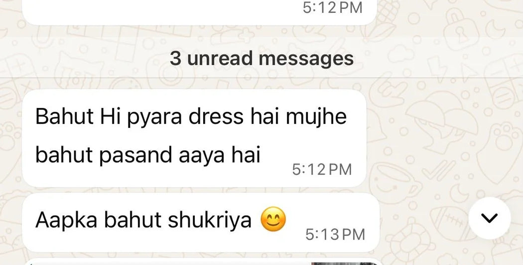 Original customer WhatsApp feedback, with personal details excluded